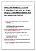 Washington Real Estate Law Exam  Practice Questions And Correct Answers  &lpar;Verified Answers&rpar; Plus Rationales 2026  Q&A Instant Download Pdf 