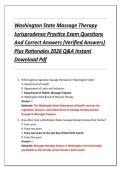 Washington State Massage Therapy  Jurisprudence Practice Exam Questions  And Correct Answers &lpar;Verified Answers&rpar;  Plus Rationales 2026 Q&A Instant  Download Pdf 