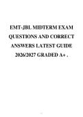 EMT JBL Midterm Exam 2026-2027 Questions & Answers &vert; Latest Study Guide