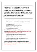 Wisconsin Real Estate Law Practice  Exam Questions And Correct Answers  &lpar;Verified Answers&rpar; Plus Rationales 2026  Q&A Instant Download Pdf 