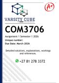 COM3706 Assignment 1 &lpar;DETAILED ANSWERS&rpar; Semester 1 2026 - DISTINCTION GUARANTEED