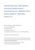 HESI A2 Practice test  With Questions And Correct Verified Answers &vert; Guaranteed Success &vert; 2026&sol;2027 Cycle &vert; Already Graded A&plus; &vert; Brand New Version&excl;&excl;&excl;&excl;&excl;&excl;&excl;