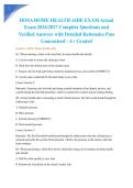 HOSA HOME HEALTH AIDE EXAM Actual Exam 2026&sol;2027 Complete Questions and Verified Answers with Detailed Rationales Pass Guaranteed - A&plus; Graded