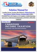 Solution Manual for  Canadian Income Taxation 26th Edition by William Buckwold&comma;  Joan Kitunen&comma; Matthew Roman&comma; Abraham Iqbal &vert;&vert; ISBN&colon;  9781264837922 &vert;&vert; All Chapters 1-23 Complete&comma; Verified Questions  and Answers with Structured Rationales &vert;&vert; NEWEST UPDATED
