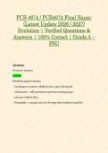 PCB 4674 &sol; PCB4674 Final Exam &lpar;Latest 2026 &sol; 2027 Updates STUDY BUNDLE PACKAGE WITH SOLUTIONS&rpar; Evolution &vert; Questions and Answers &vert; Grade A &vert; 100&percnt; Correct &lpar;Verified Answers&rpar; - FSU