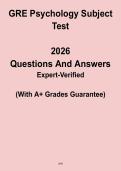 GRE Psychology Subject Test 2026 Exam Prep &ndash; Practice Questions and Answers Study Guide