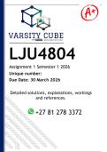 LJU4804 Assignment 1 &lpar;DETAILED ANSWERS&rpar; Semester 1 2026 - DISTINCTION GUARANTEED
