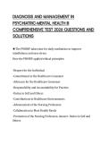 DIAGNOSIS AND MANAGEMENT IN PSYCHIATRIC-MENTAL HEALTH III COMPREHENSIVE TEST 2026 QUESTIONS AND SOLUTIONS