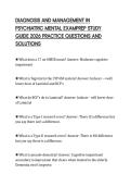DIAGNOSIS AND MANAGEMENT IN PSYCHIATRIC MENTAL EXAMPREP STUDY GUIDE 2026 PRACTICE QUESTIONS AND SOLUTIONS