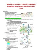 Biology 1201 Exam 3 Material &vert; Complete Questions with Correct Answers &vert; 100&percnt; Pass