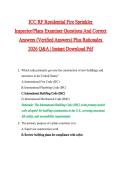 ICC RF Residential Fire Sprinkler Inspector &sol; Plans Examiner Exam &lpar;2026 &sol; 2027&rpar; Actual Questions and Revised Answers with Rationales&comma; A&plus; Graded 100&percnt; Verified