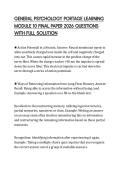 GENERAL PSYCHOLOGY PORTAGE LEARNING MODULE 10 FINAL PAPER 2026 QUESTIONS WITH FULL SOLUTION