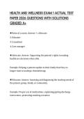 HEALTH AND WELLNESS EXAM 1 ACTUAL TEST PAPER 2026 QUESTIONS WITH SOLUTIONS GRADED A&plus;