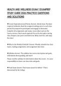 HEALTH AND WELLNESS EXAM 1 EXAMPREP STUDY GUIDE 2026 PRACTICE QUESTIONS AND SOLUTIONS