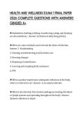 HEALTH AND WELLNESS EXAM 1 FINAL PAPER 2026 COMPLETE QUESTIONS WITH ANSWERS GRADED A&plus;
