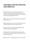 HOSA MEDICAL 2026 FINAL PAPER STUDY GUIDE VERIFIED Q&A