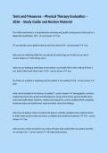 Tests and Measures &ndash; Physical Therapy Evaluation &ndash; 2026 &ndash; Study Guide and Review Material