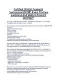 Certified Clinical Research Professional &lpar;CCRP&rpar; Exam Practice Questions And Verified Answers 2026&sol;2027
