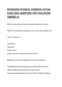 INTEGRATED PHYSICAL SCIENCES ACTUAL EXAM 2026 QUESTIONS WITH SOLUTIONS GRADED A&plus;