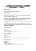 CCRP Final Exam Practice Questions And Answers 2026&sol;2027