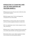 INTRODUCTION TO IT EXAMS FINAL PAPER 2026 TEST PAPER QUESTIONS AND SOLUTIONS GRADED A&plus;