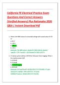 California PE Electrical Practice Exam  Questions And Correct Answers  &lpar;Verified Answers&rpar; Plus Rationales 2026  Q&A &vert; Instant Download Pdf