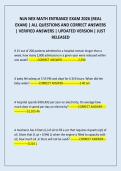 NLN NEX MATH ENTRANCE EXAM 2026 &lpar;REAL EXAM&rpar; &vert; ALL QUESTIONS AND CORRECT ANSWERS &vert; VERIFIED ANSWERS &vert; UPDATED VERSION &vert; JUST RELEASED