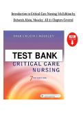 Introduction to Critical Care Nursing 7th Edition &lpar;2026&rpar; &ndash; Sole &ndash; Test Bank PDF
