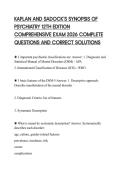 KAPLAN AND SADOCK&rsquo;S SYNOPSIS OF PSYCHIATRY 12TH EDITION COMPREHENSIVE EXAM 2026 COMPLETE QUESTIONS AND CORRECT SOLUTIONS