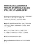 KAPLAN AND SADOCK&rsquo;S SYNOPSIS OF PSYCHIATRY 12TH EDITION EXAM Q&A 2026 STUDY GUIDE WITH VERIFIED ANSWERS