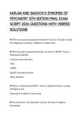 KAPLAN AND SADOCK&rsquo;S SYNOPSIS OF PSYCHIATRY 12TH EDITION FINAL EXAM SCRIPT 2026 QUESTIONS WITH VERIFIED SOLUTIONS