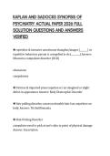 KAPLAN AND SADOCKS SYNOPSIS OF PSYCHIATRY ACTUAL PAPER 2026 FULL SOLUTION QUESTIONS AND ANSWERS VERIFIE