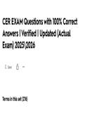 CER Exam Questions with 100 Correct Answers &vert; Certification Exam Prep &vert; All Chapters Latest 2026&sol;2027 Edition &vert; Exam-Ready Verified Answers