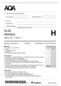 AQA GCSE Physics Higher Tier Paper 2 &ndash; Exam Instructions&comma; Materials&comma; and Candidate Guidance