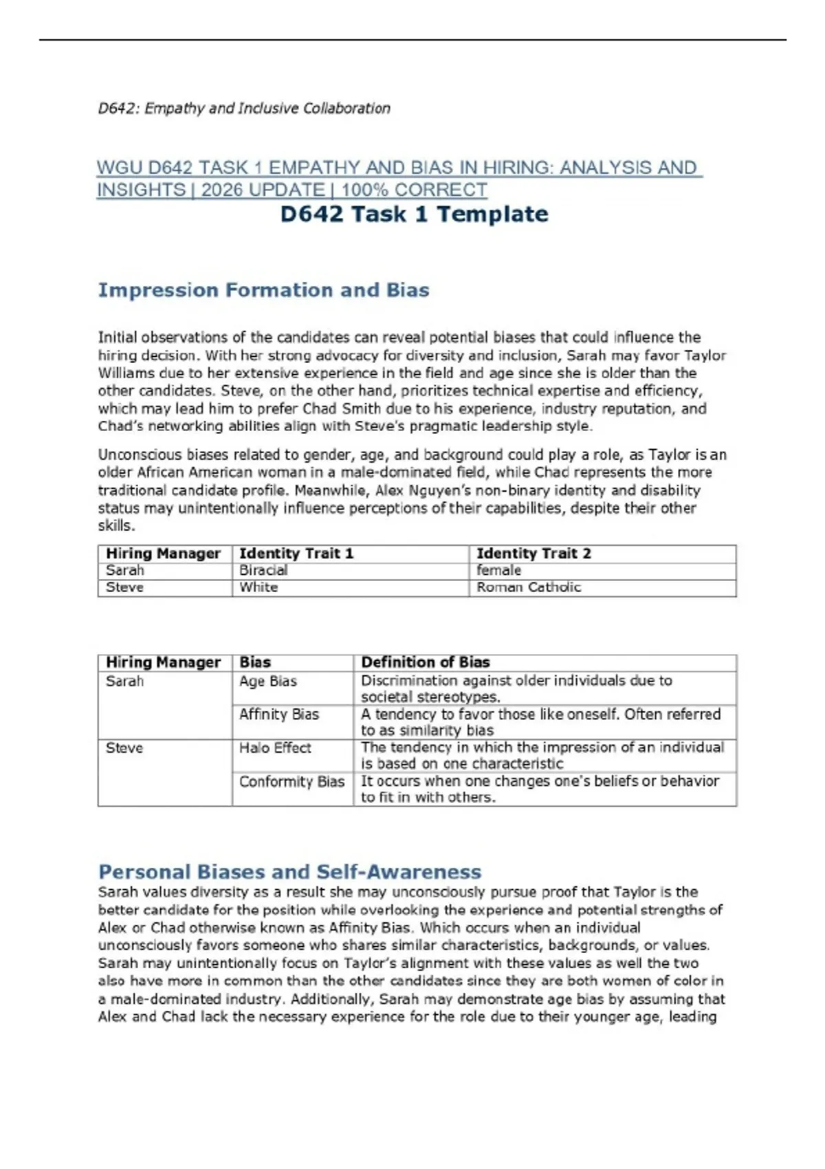 WGU D642 TASK 1 EMPATHY AND BIAS IN HIRING: ANALYSIS AND INSIGHTS ...