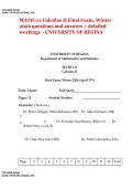 MATH 111 &vert; Calculus II Final Exam&comma; Winter 2026   questions and answers &plus; detailed workings  - UNIVERSITY OF REGINA