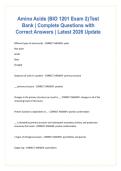 Amino Acids &lpar;BIO 1201 Exam 2&rpar; Test Bank &vert; Complete Questions with Correct Answers &vert; Latest 2026 Update