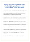 Biology 1201 Lab Practical Study Guide Test Bank &vert; Complete Questions with Correct Answers &vert; Latest 2026 Update