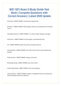 BIO 1201 Exam 2 Study Guide Test Bank &vert; Complete Questions with Correct Answers &vert; Latest 2026 Update