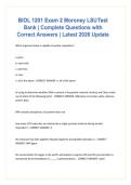 BIOL 1201 Exam 2 Moroney LSU Test Bank &vert; Complete Questions with Correct Answers &vert; Latest 2026 Update