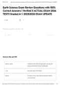 Earth Science Exam Review Questions with 100&percnt; Correct Answers &vert; Verified &vert;&vert; ACTUAL EXAM 2026 TEST&excl;&excl; Graded A&plus; &vert; 2025&vert;2026 EXAM UPDATE
