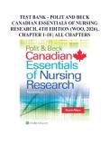 Test Bank - Polit and Beck Canadian Essentials of Nursing Research&comma; 4th Edition &lpar;Woo&comma; 2026&rpar;&comma; Chapter 1-18 &vert; All Chapters
