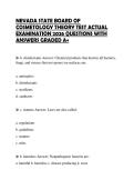 NEVADA STATE BOARD OF COSMETOLOGY THEORY TEST ACTUAL EXAMINATION 2026 QUESTIONS WITH ANSWERS GRADED A&plus;