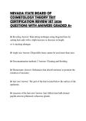 NEVADA STATE BOARD OF COSMETOLOGY THEORY TEST CERTIFICATION REVIEW SET 2026 QUESTIONS WITH ANSWERS GRADED A&plus;