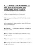POOL OPERATOR EXAM HIGH SIERRA POOL FINAL PAPER 2026 QUESTIONS WITH COMPLETE SOLUTIONS GRADED A&plus;