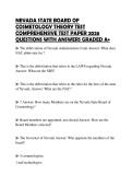NEVADA STATE BOARD OF COSMETOLOGY THEORY TEST COMPREHENSIVE TEST PAPER 2026 QUESTIONS WITH ANSWERS GRADED A&plus;