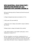 NFHS BASKETBALL RULES EXAM PART I CERTIFICATION REVIEW SET 2026 QUESTIONS WITH ANSWERS GRADED A&plus;