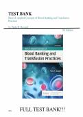 Test bank for Basic & Applied Concepts of Blood Banking and Transfusion Practices 5th Edition with test questions and answers graded A&plus;