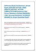California CSLB C10 Electrical  &lpar;Actual  Exam&rpar; 2026-2027 ACTUAL &lpar;2026&rpar;  UPDATE 20262027  ACTUAL   COMPLETE EXAM Questions With  Correct Detailed & Verified ANSWERS  &lpar;100&percnt; Accurate Solutions&rpar; &vert;&vert;ALREADY  GRADED A&plus;&vert;&vert;Exam Guarantee Pass&excl;&excl; 