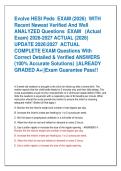 Evolve HESI Peds  EXAM &lpar;2026&rpar;  WITH  Recent Newest Verified And Well  ANALYZED Questions  EXAM   &lpar;Actual  Exam&rpar; 2026-2027 ACTUAL &lpar;2026&rpar;  UPDATE 20262027  ACTUAL   COMPLETE EXAM Questions With  Correct Detailed & Verified ANSWERS  &lpar;100&percnt; Accurate So